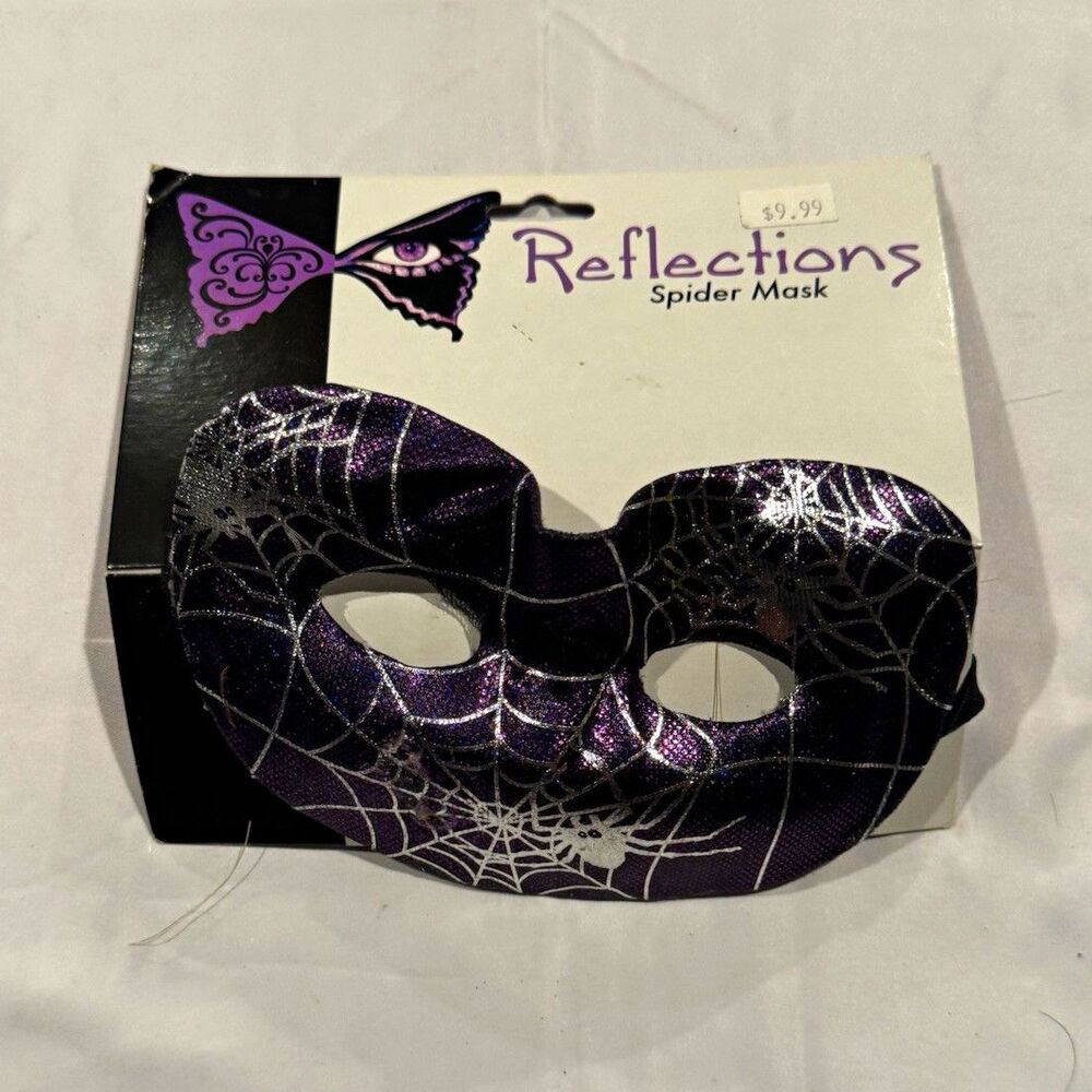 Reflections Spider Web Glitter Eyemask Purple/Silver One Size Halloween